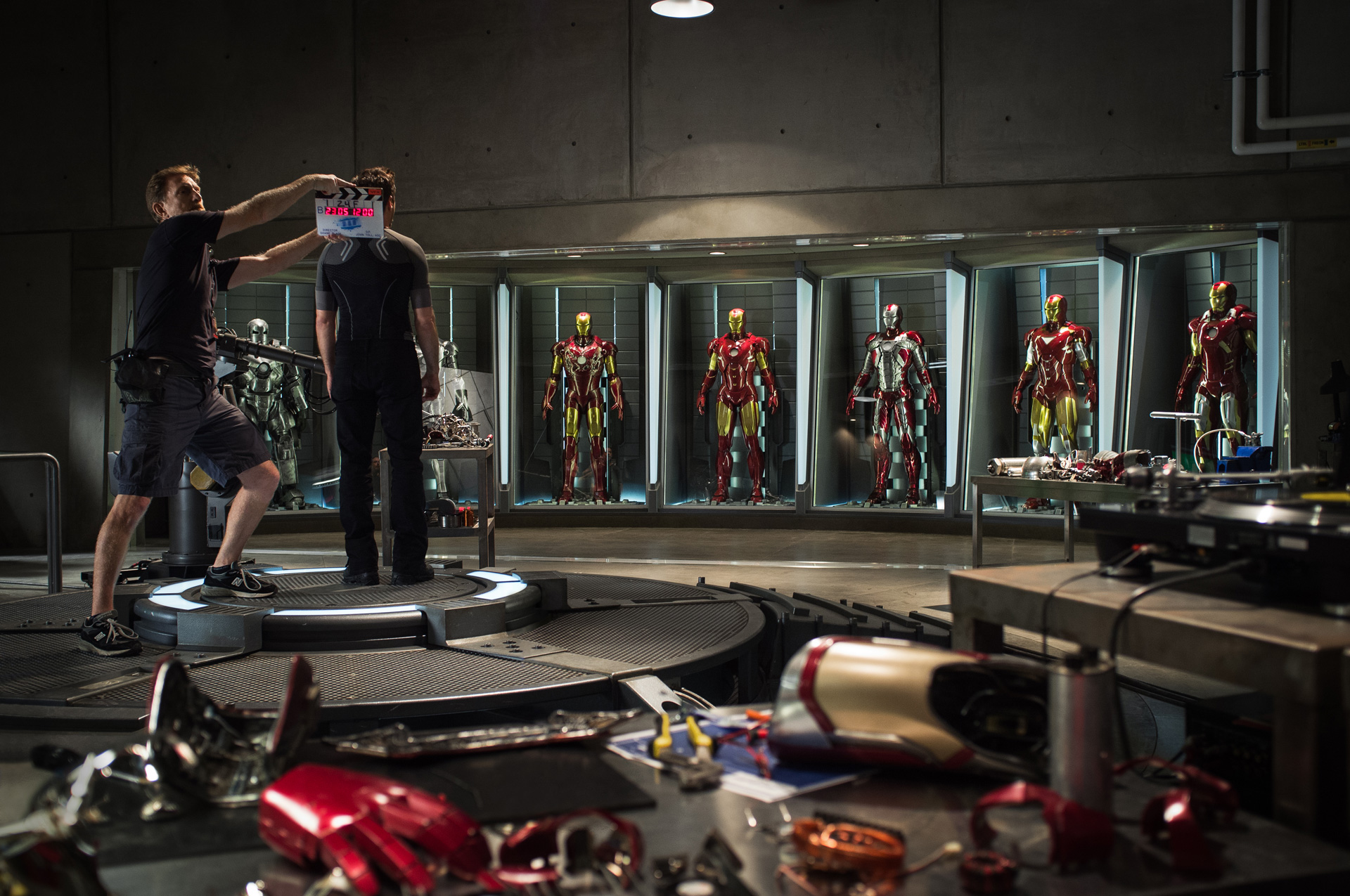 Tony Stark in his workshop. 
