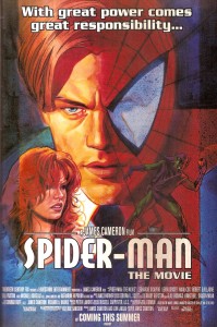 An imagined movie poster for the Cameron Spider-Man film that ran in Wizard Magazine