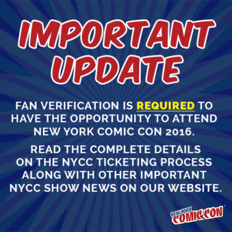 New York Comic Con 16 Fan verification nycc